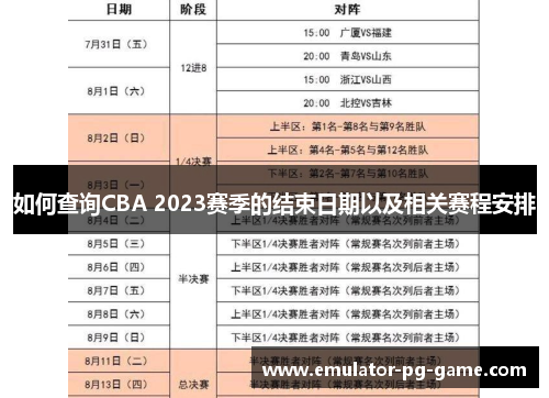 如何查询CBA 2023赛季的结束日期以及相关赛程安排